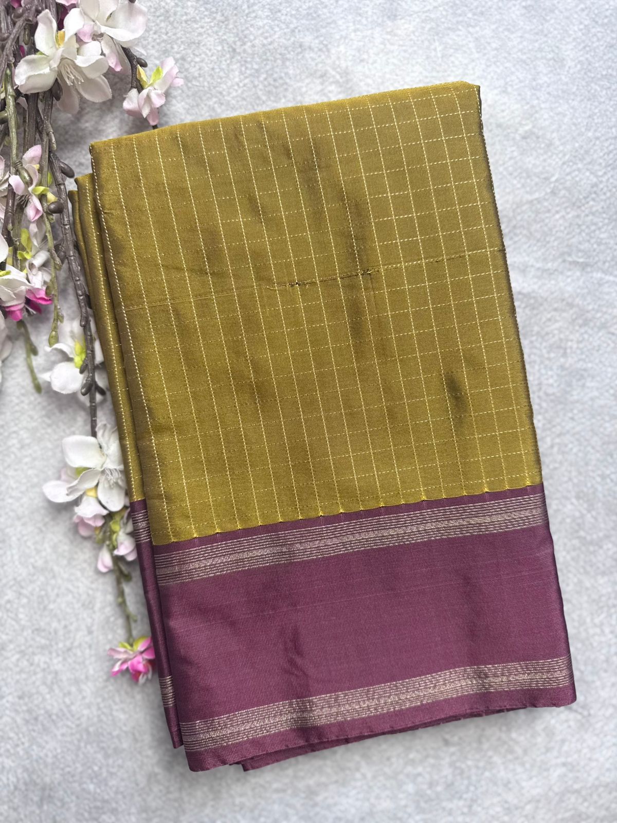 Gold Checks Semi Silk Saree 109