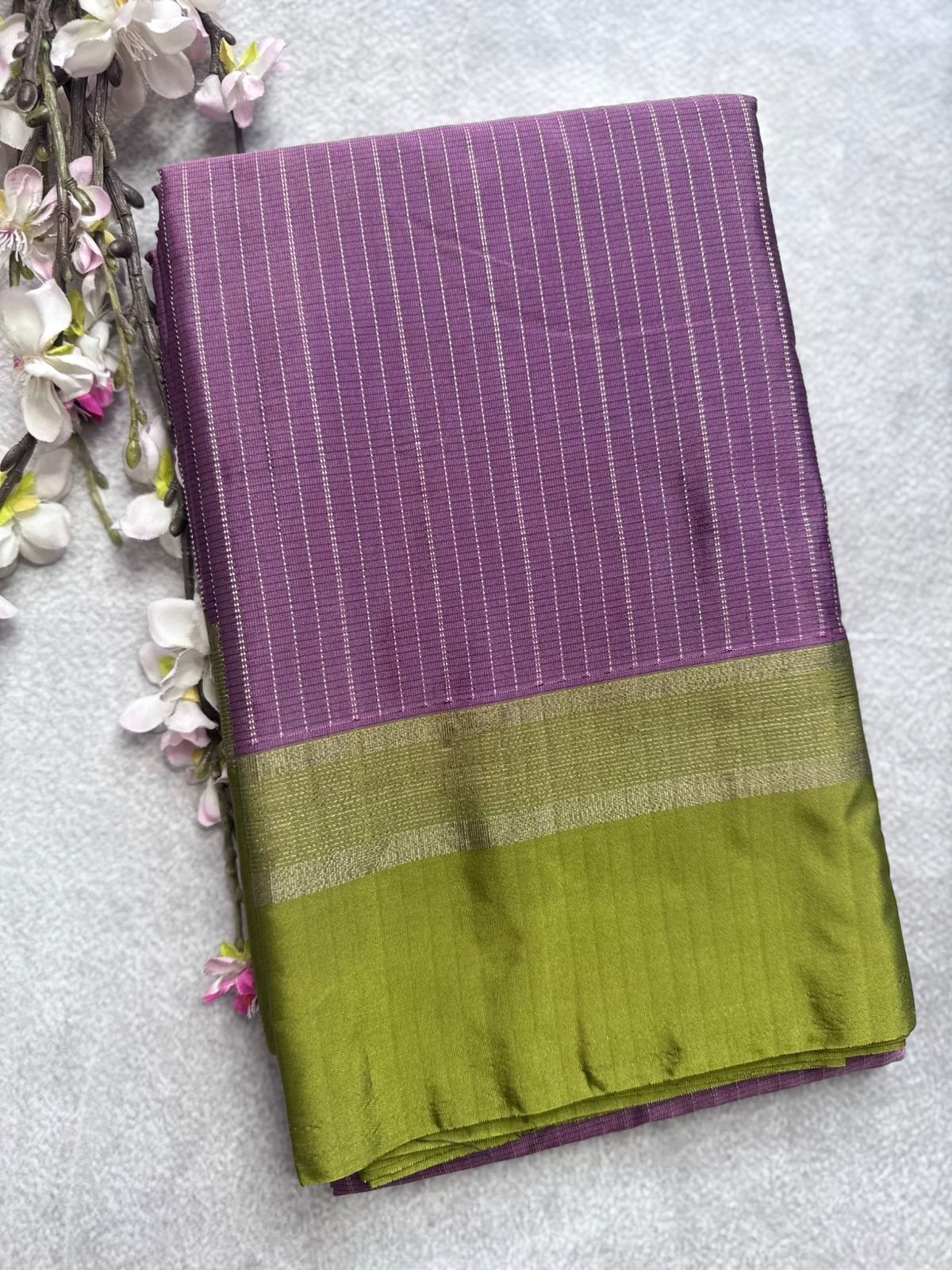 Mauve Stripes Semi Silk Saree 109