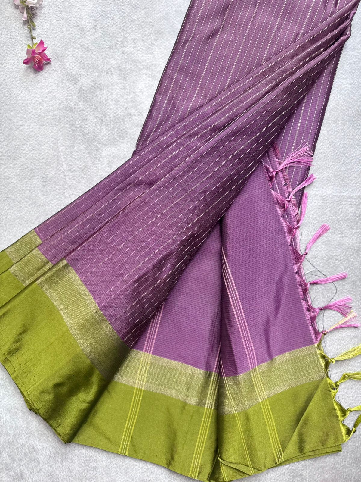 Mauve Stripes Semi Silk Saree 109