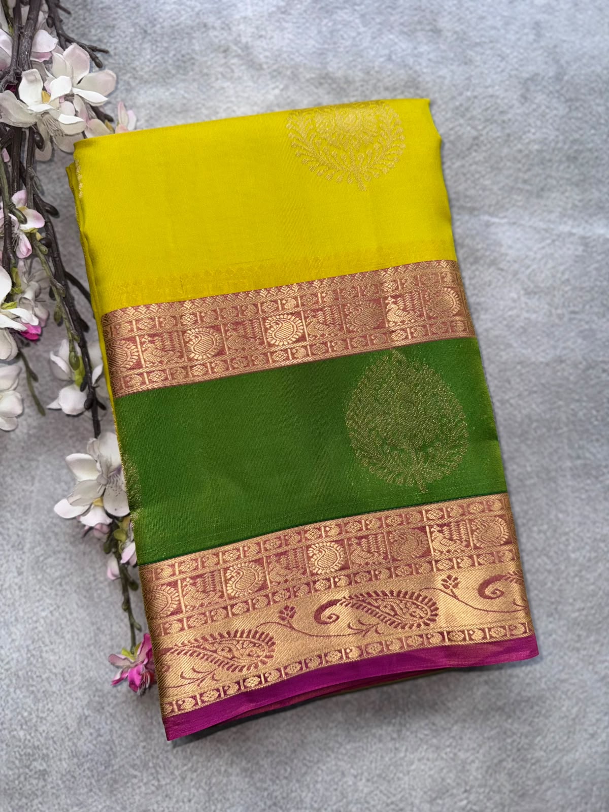 Yellow Pure Kanchi Silk Saree 109
