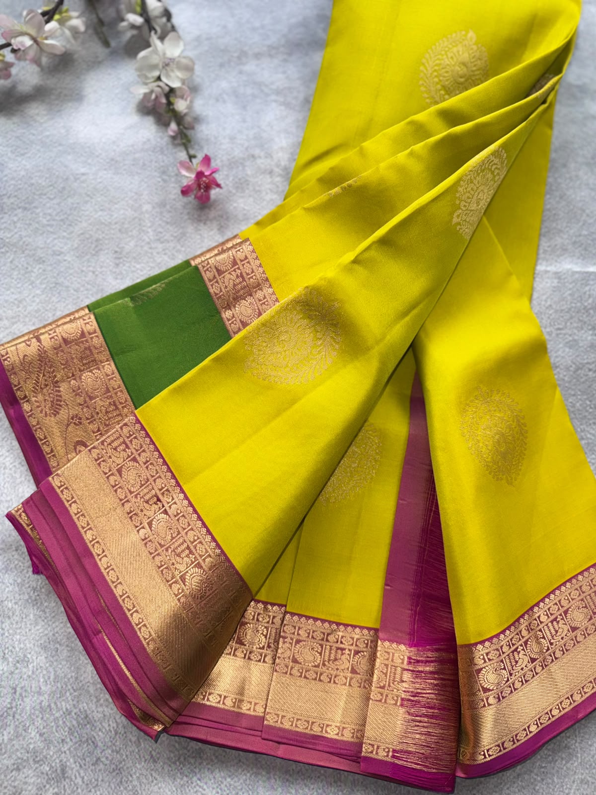 Yellow Pure Kanchi Silk Saree 109