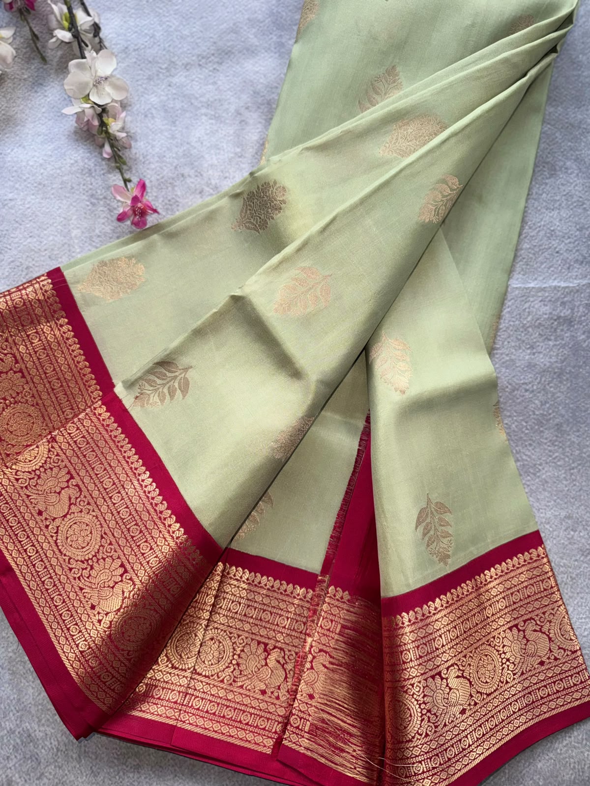 Pastel Green Pure Kanchi Silk Saree 109