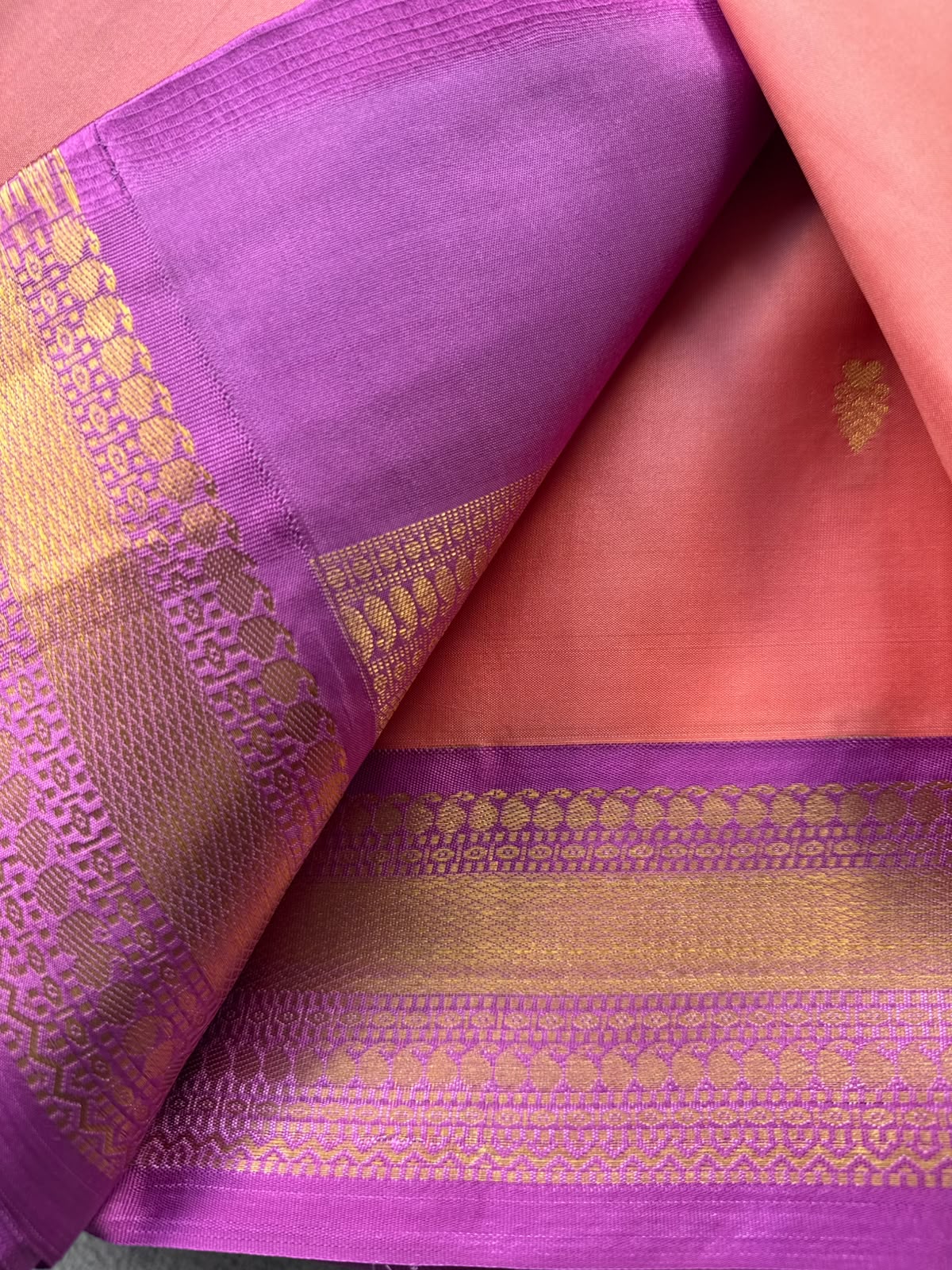 Peach Pink Pure Kanchi Silk Saree 109