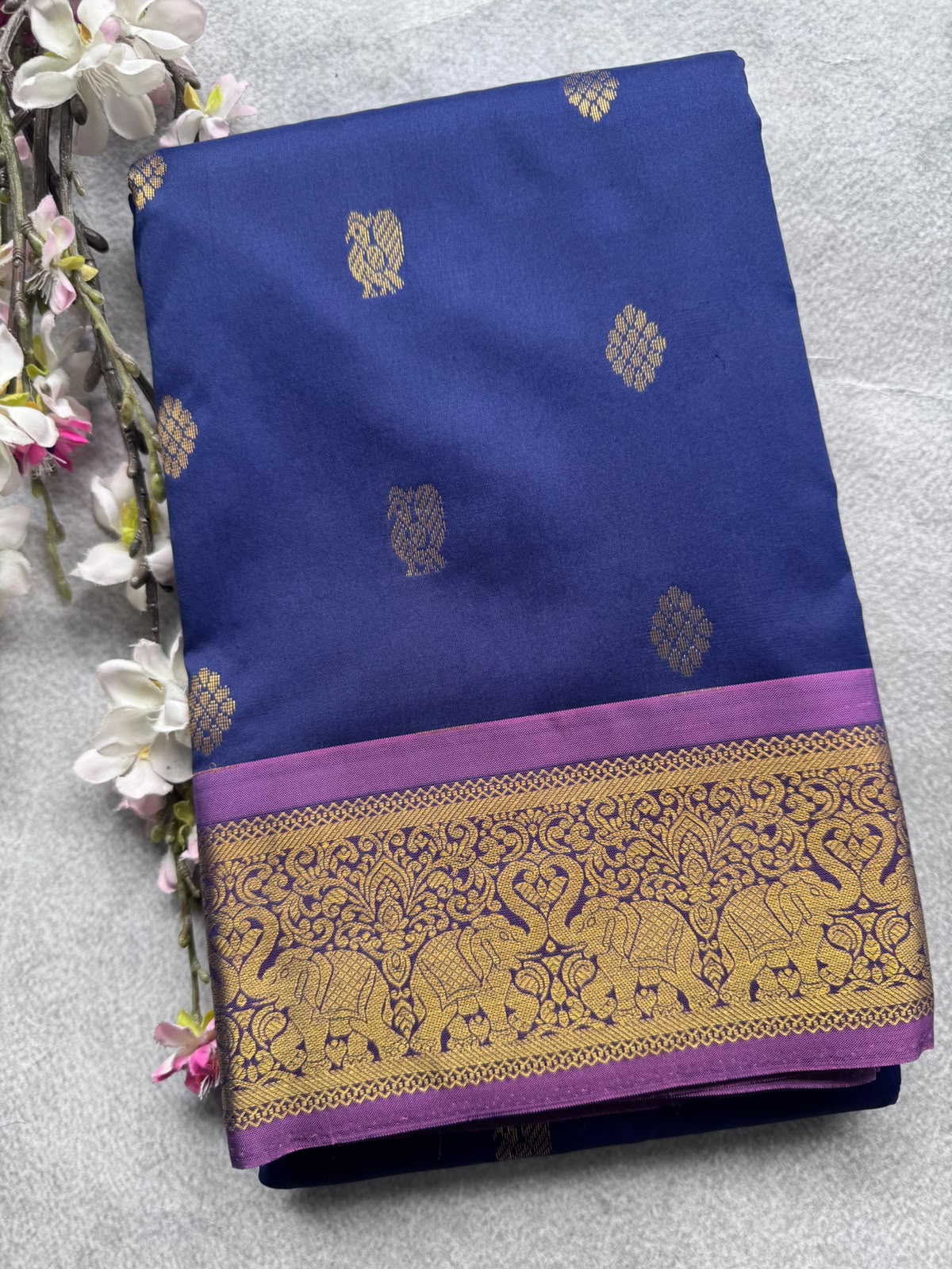 Navy Blue Pure Kanchi Silk Saree 109