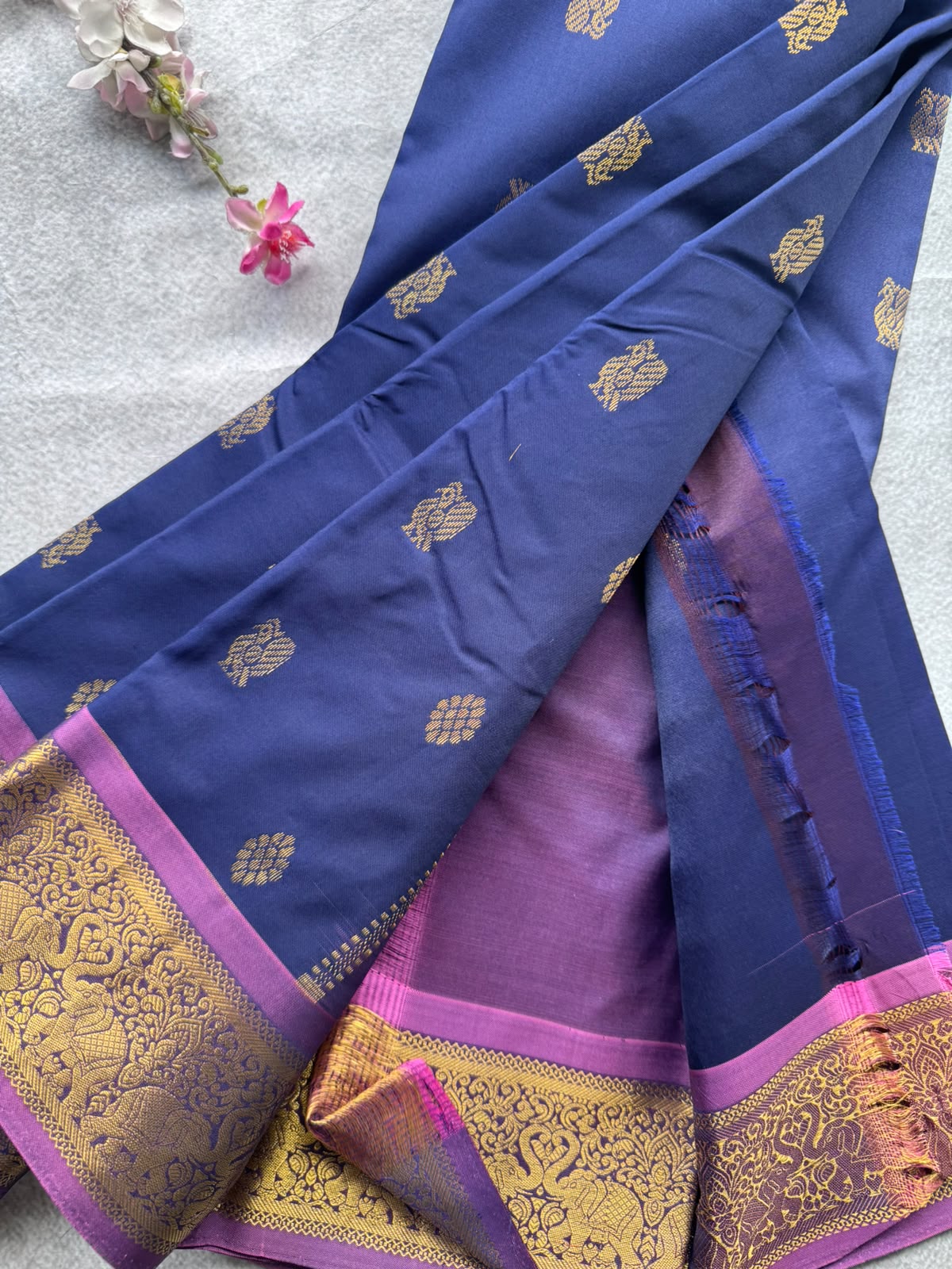 Navy Blue Pure Kanchi Silk Saree 109