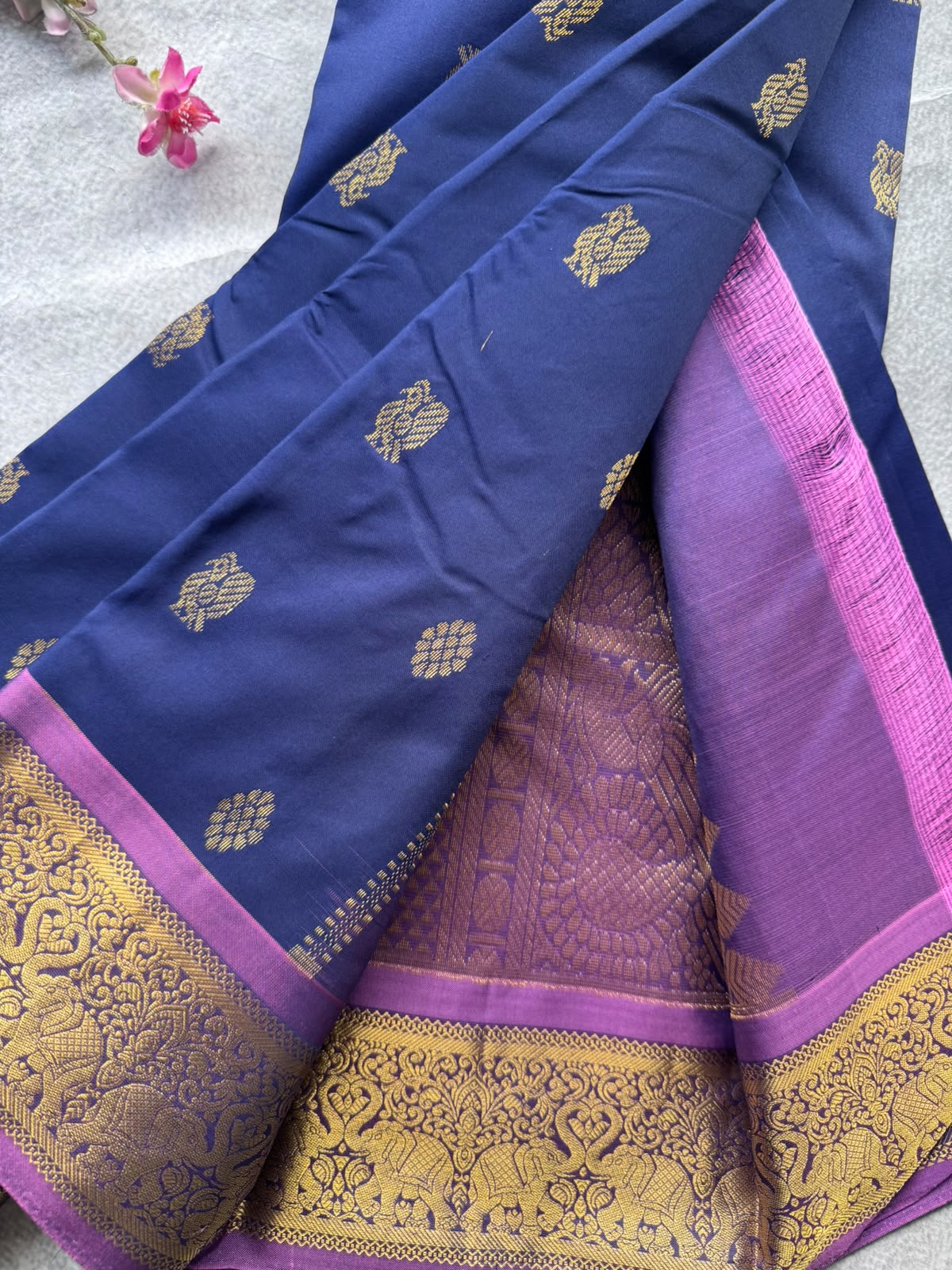 Navy Blue Pure Kanchi Silk Saree 109