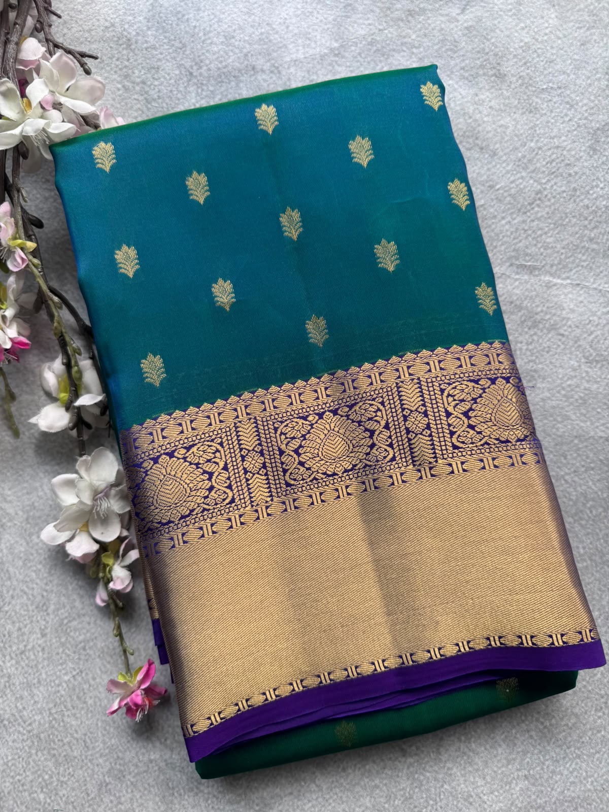 Bottle Green Pure Kanchi Silk Saree 109