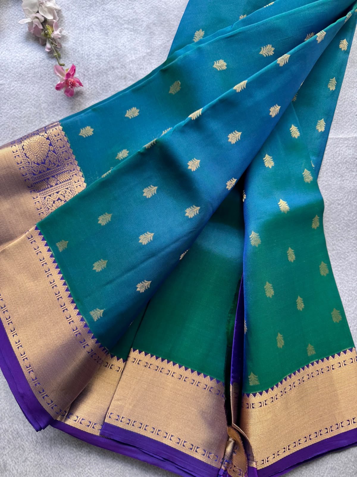 Bottle Green Pure Kanchi Silk Saree 109
