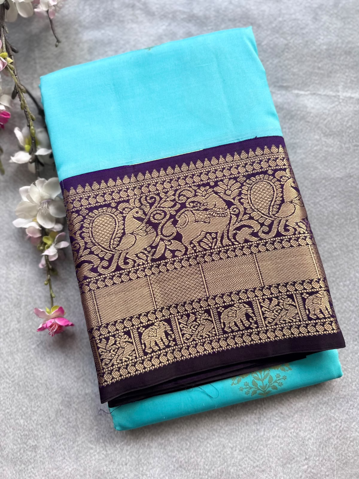 Sky Blue Pure Kanchi Silk Saree 109