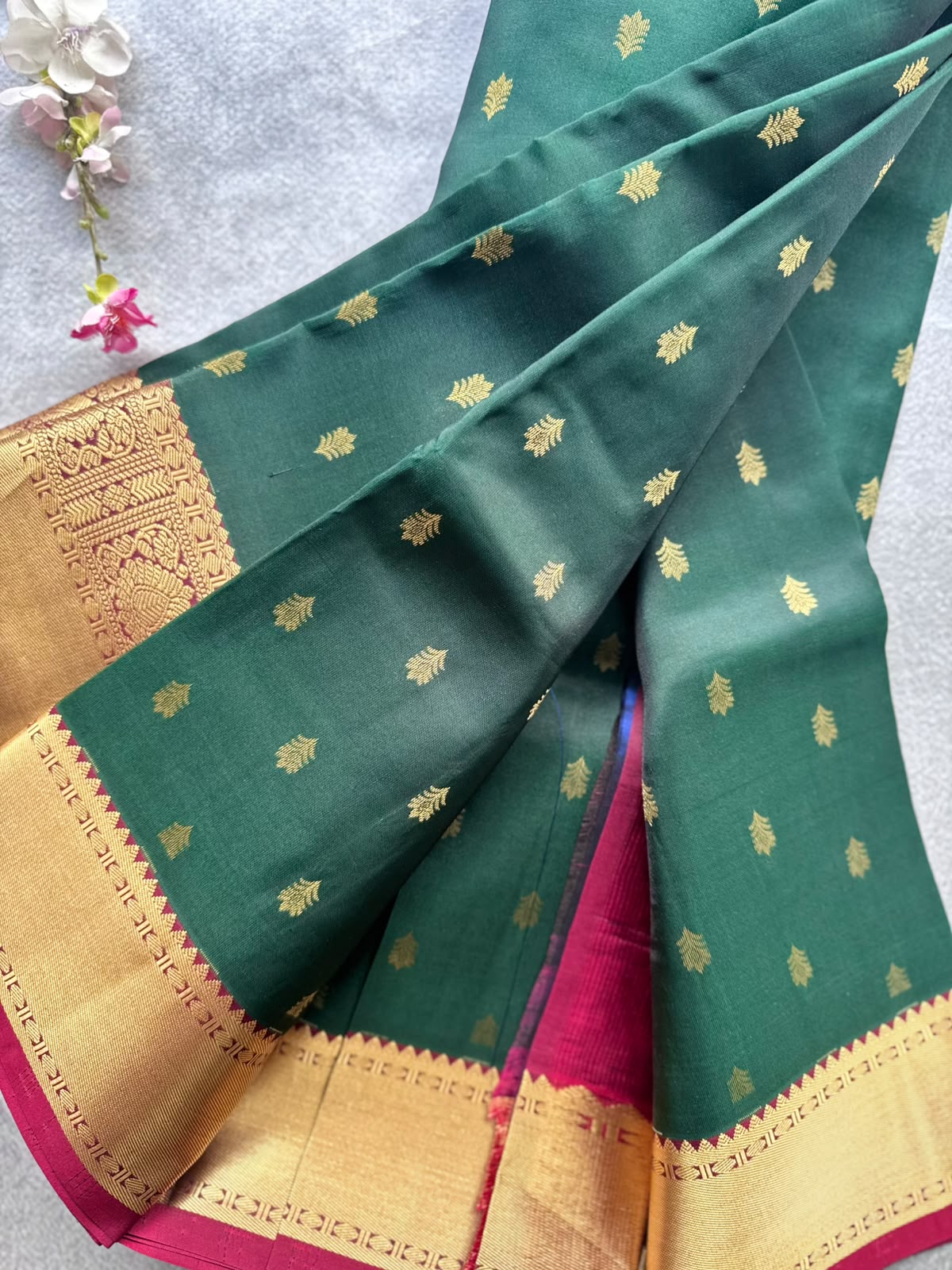 Bottle Green Pure Kanchi Silk Saree 109