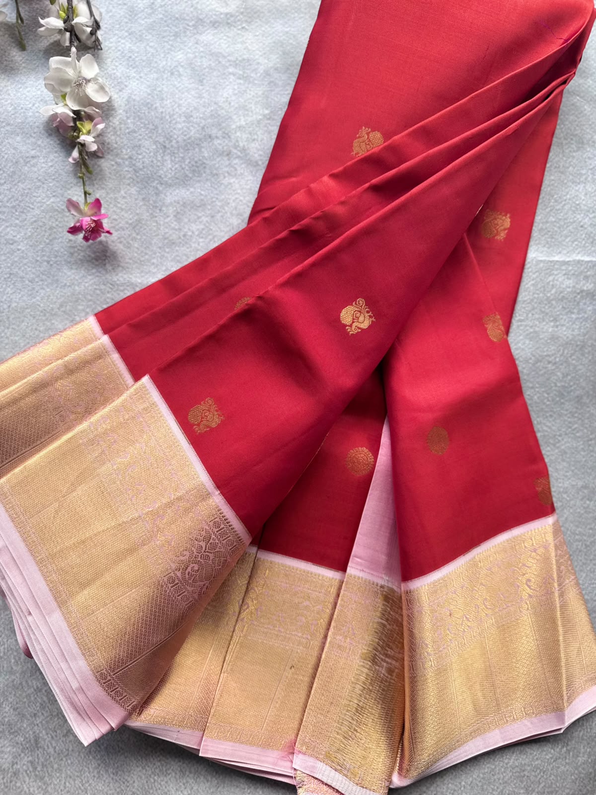 Red Pure Kanchi Silk Saree 109