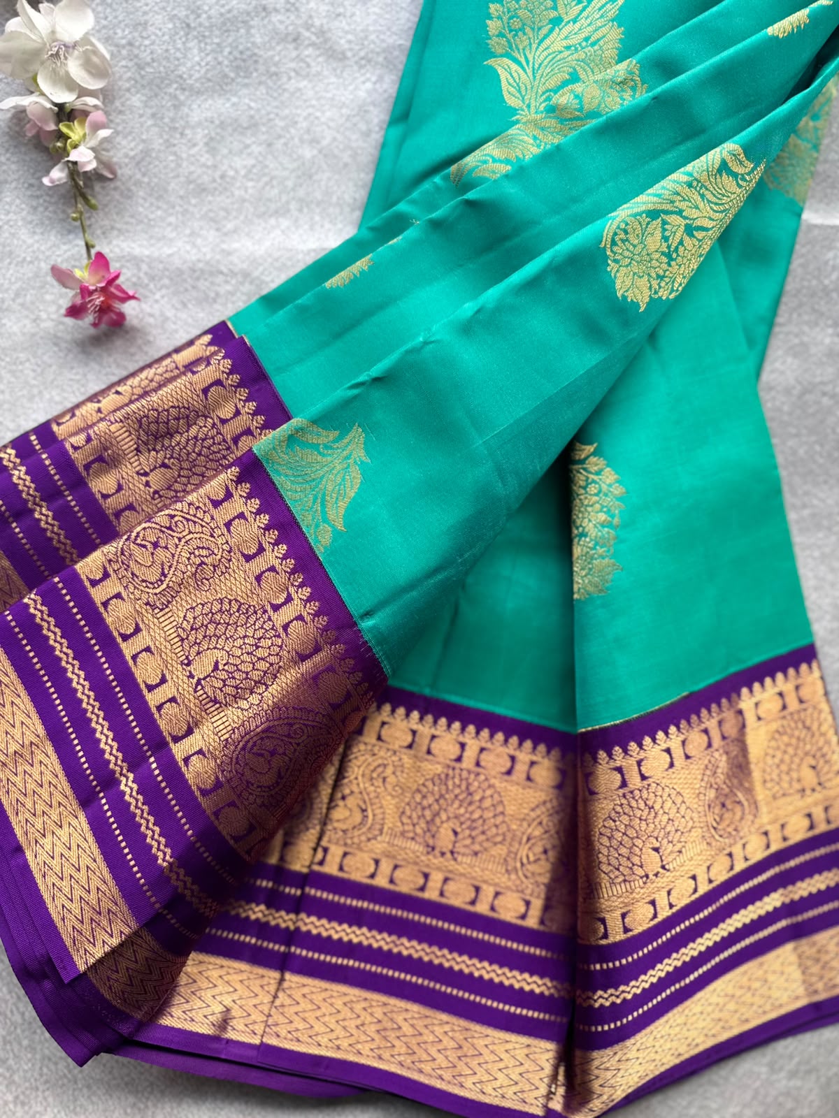 Distemper Pure Kanchi Silk Saree 109