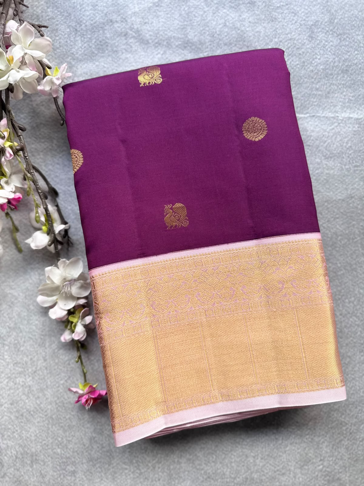 Wine Pure Kanchi Silk Saree 109