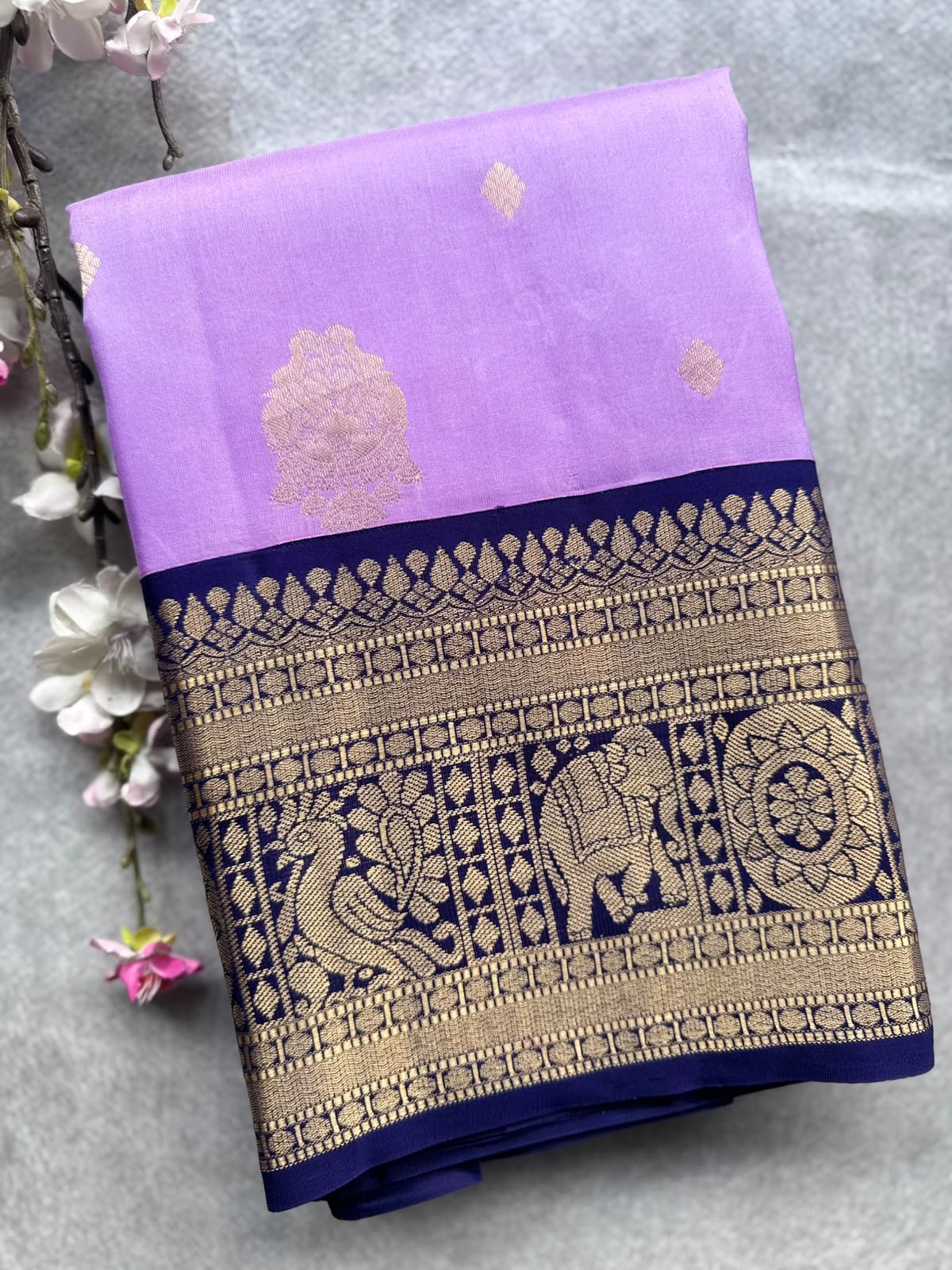 Lavender Pure Kanchi Silk Saree 109