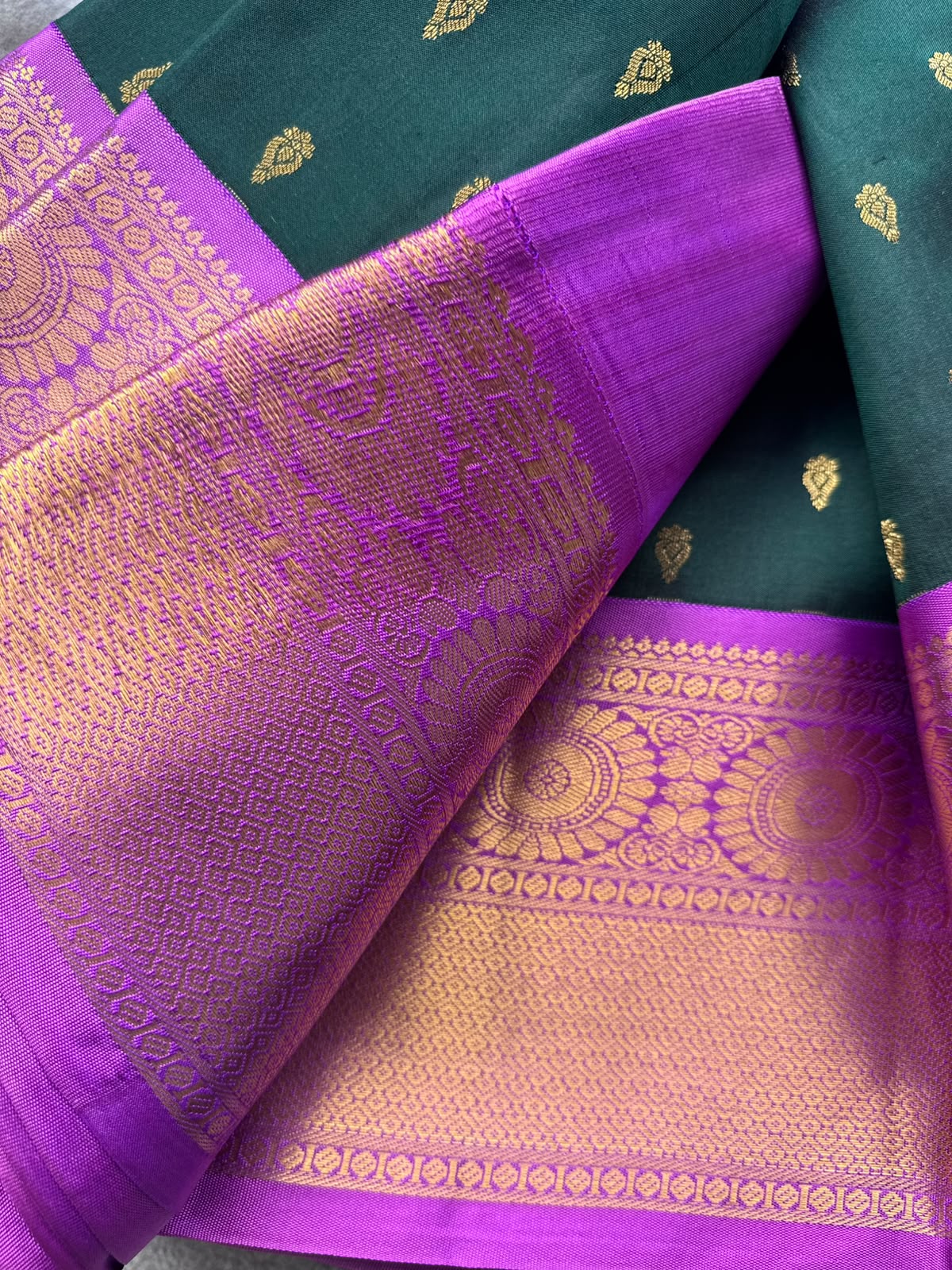 Bottle Green Pure Kanchi Silk Saree 109