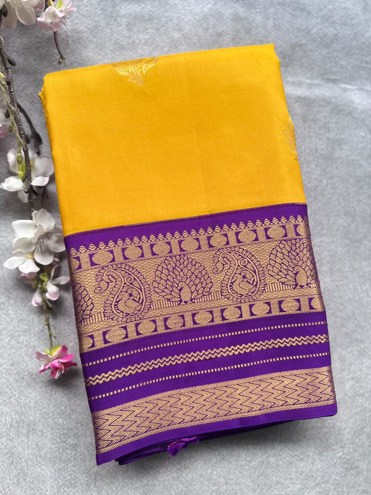 Yellow Pure Kanchi Silk Saree 109