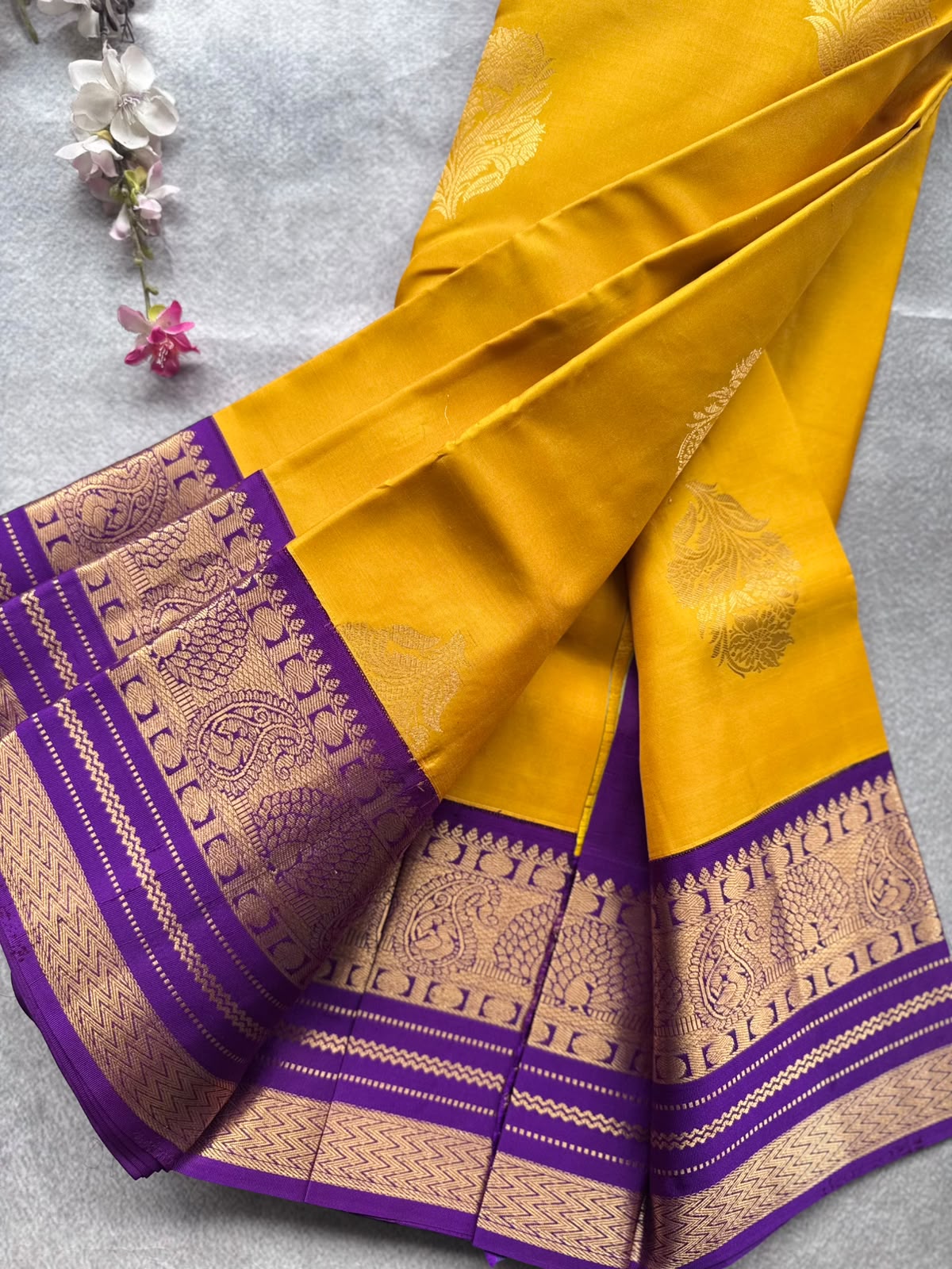 Yellow Pure Kanchi Silk Saree 109