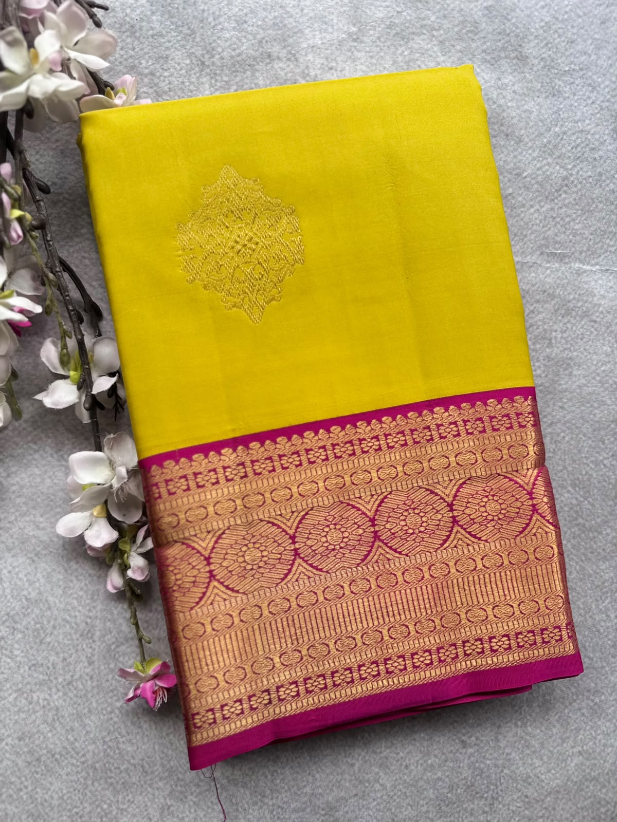 Yellow Pure Kanchi Silk Saree 109