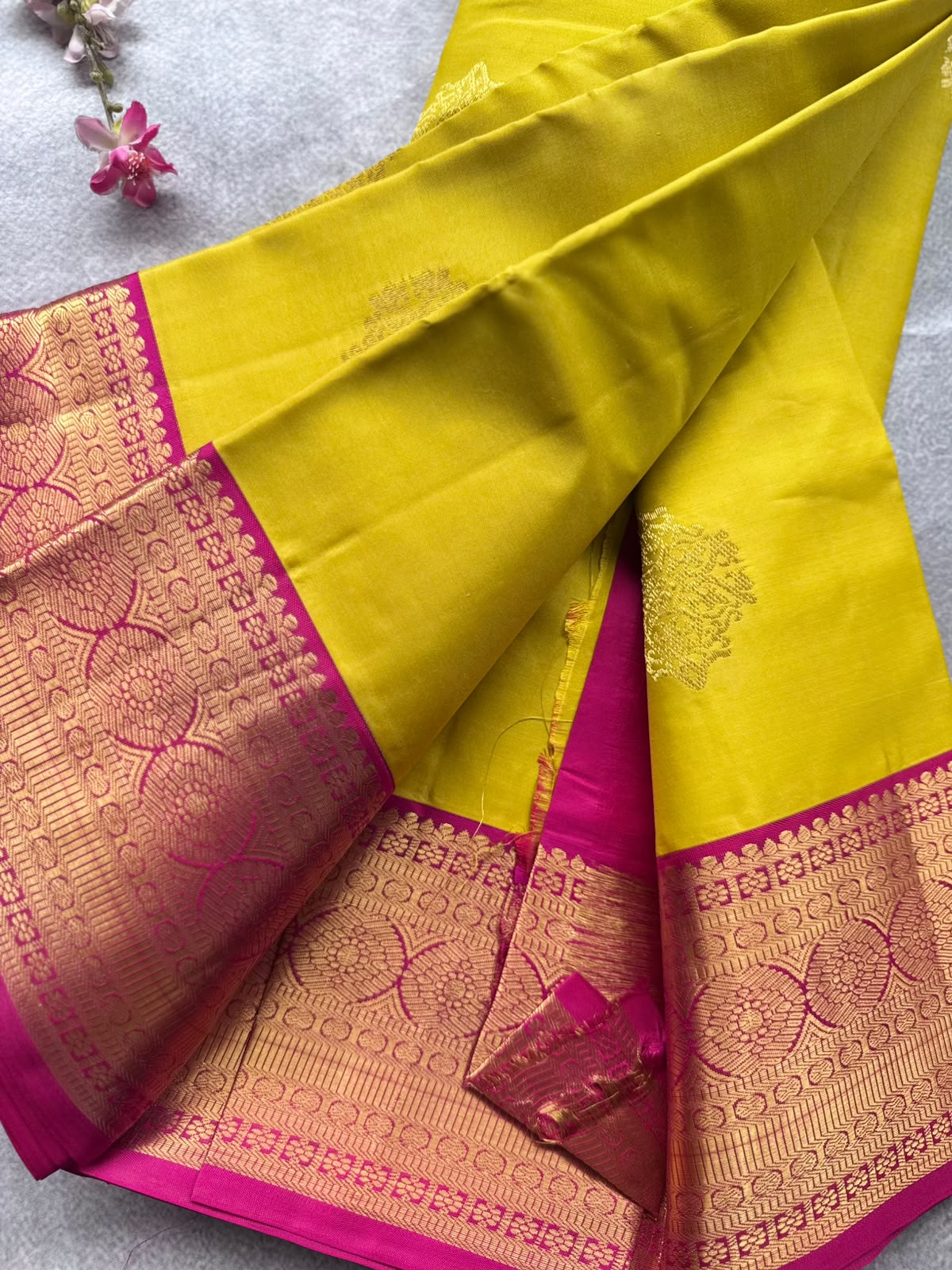 Yellow Pure Kanchi Silk Saree 109