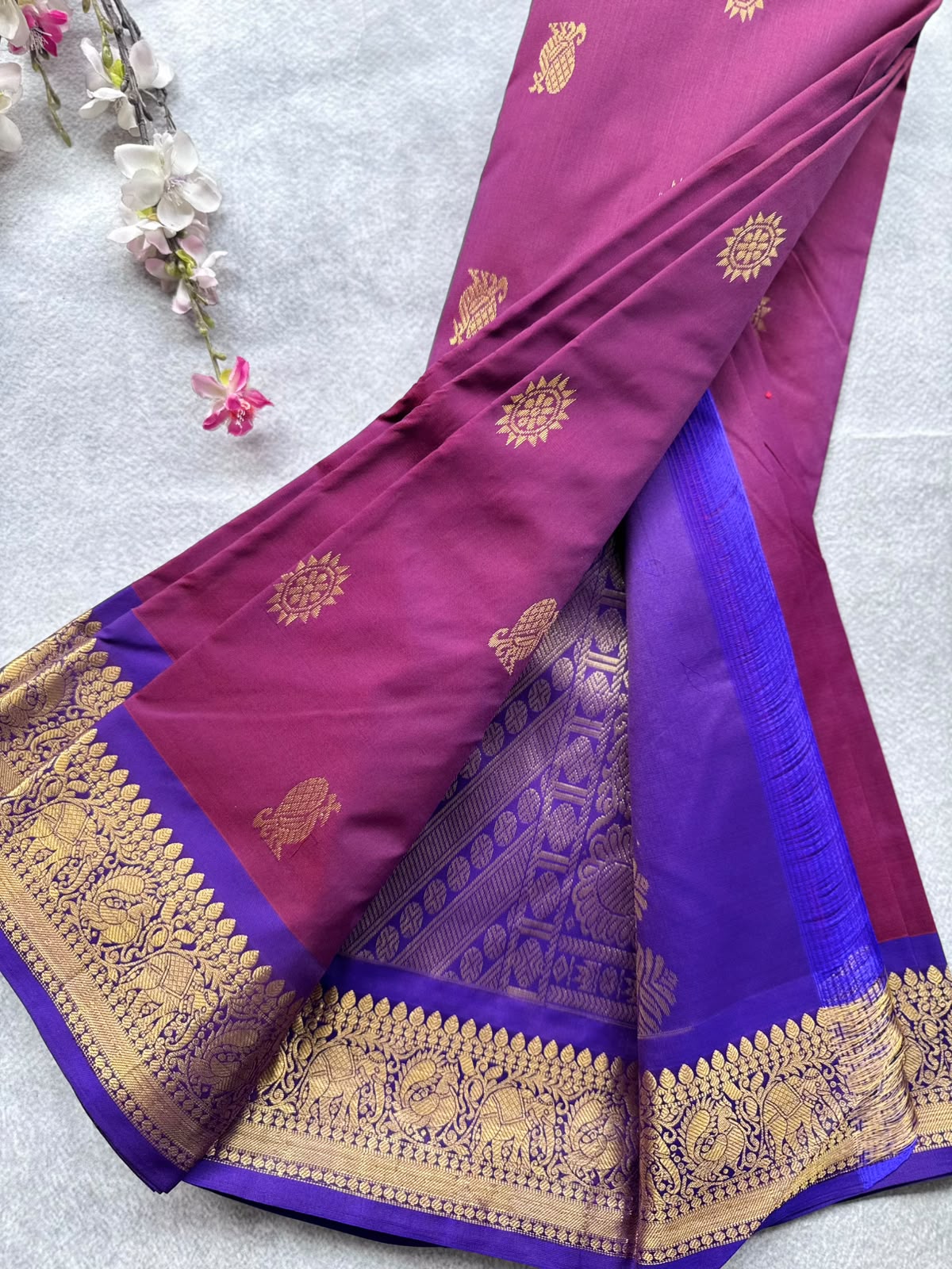 Wine Pure Kanchi Silk Saree 109