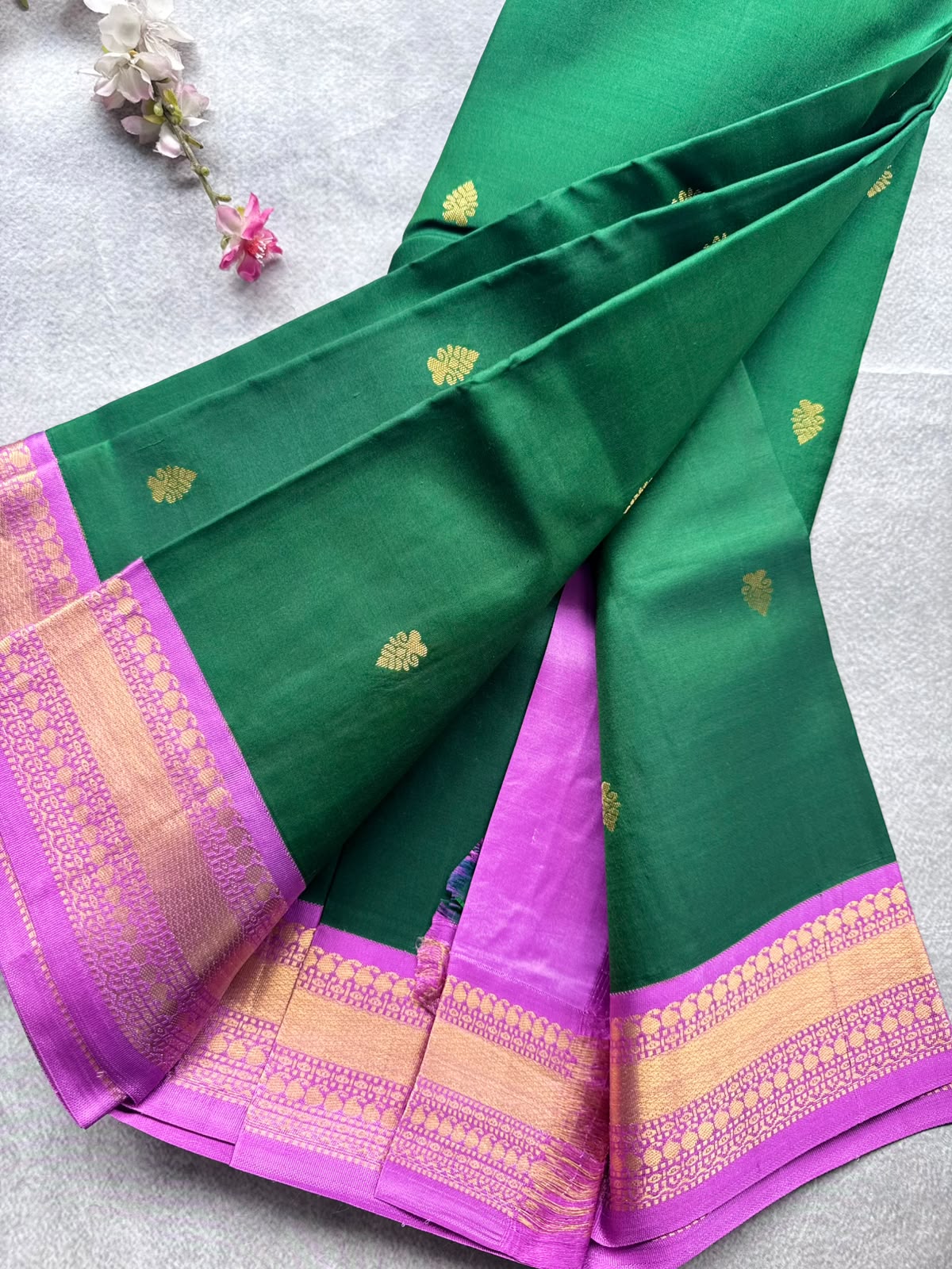 Bottle Green Pure Kanchi Silk Saree 109