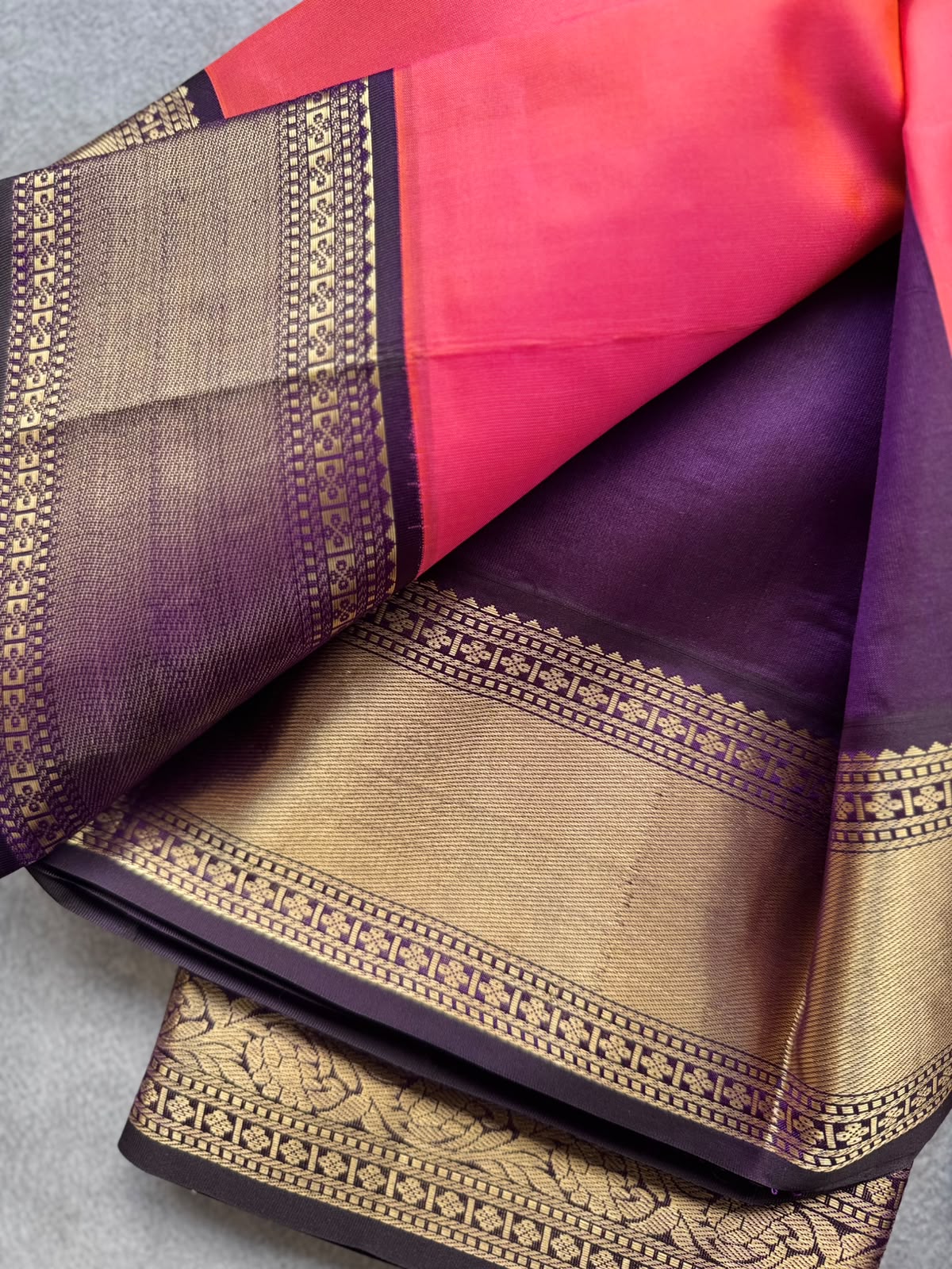 Coral Pink Pure Kanchi Silk Saree 109