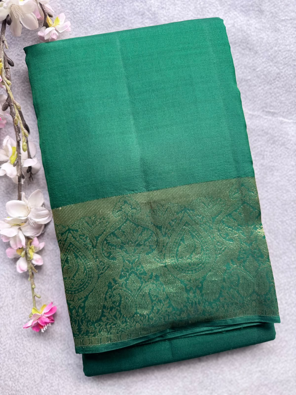 Bottle Green Pure Kanchi Silk Saree 109