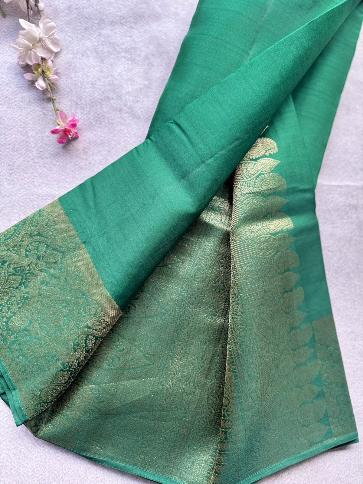 Bottle Green Pure Kanchi Silk Saree 109