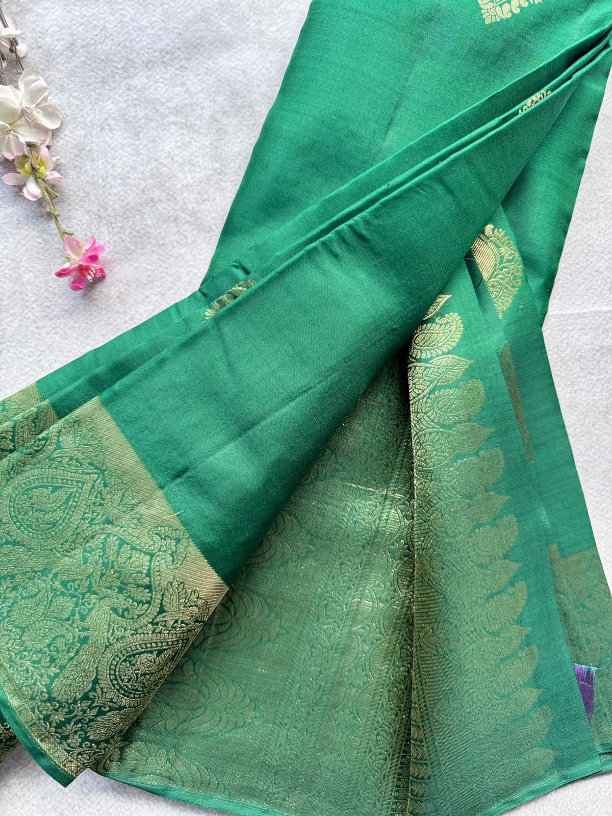 Bottle Green Pure Kanchi Silk Saree 109