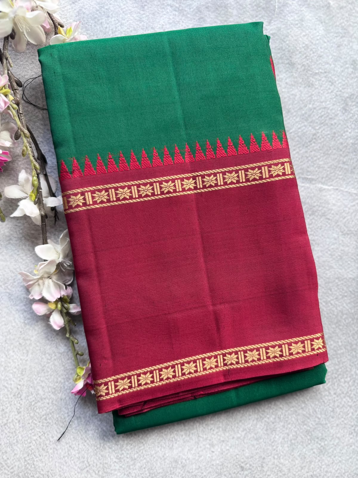 Bottle Green Pure Kanchi Silk Saree 109