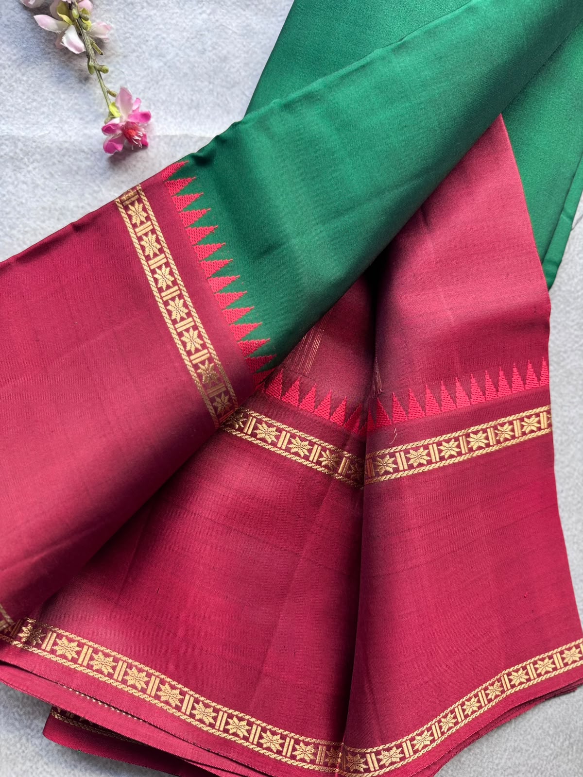 Bottle Green Pure Kanchi Silk Saree 109