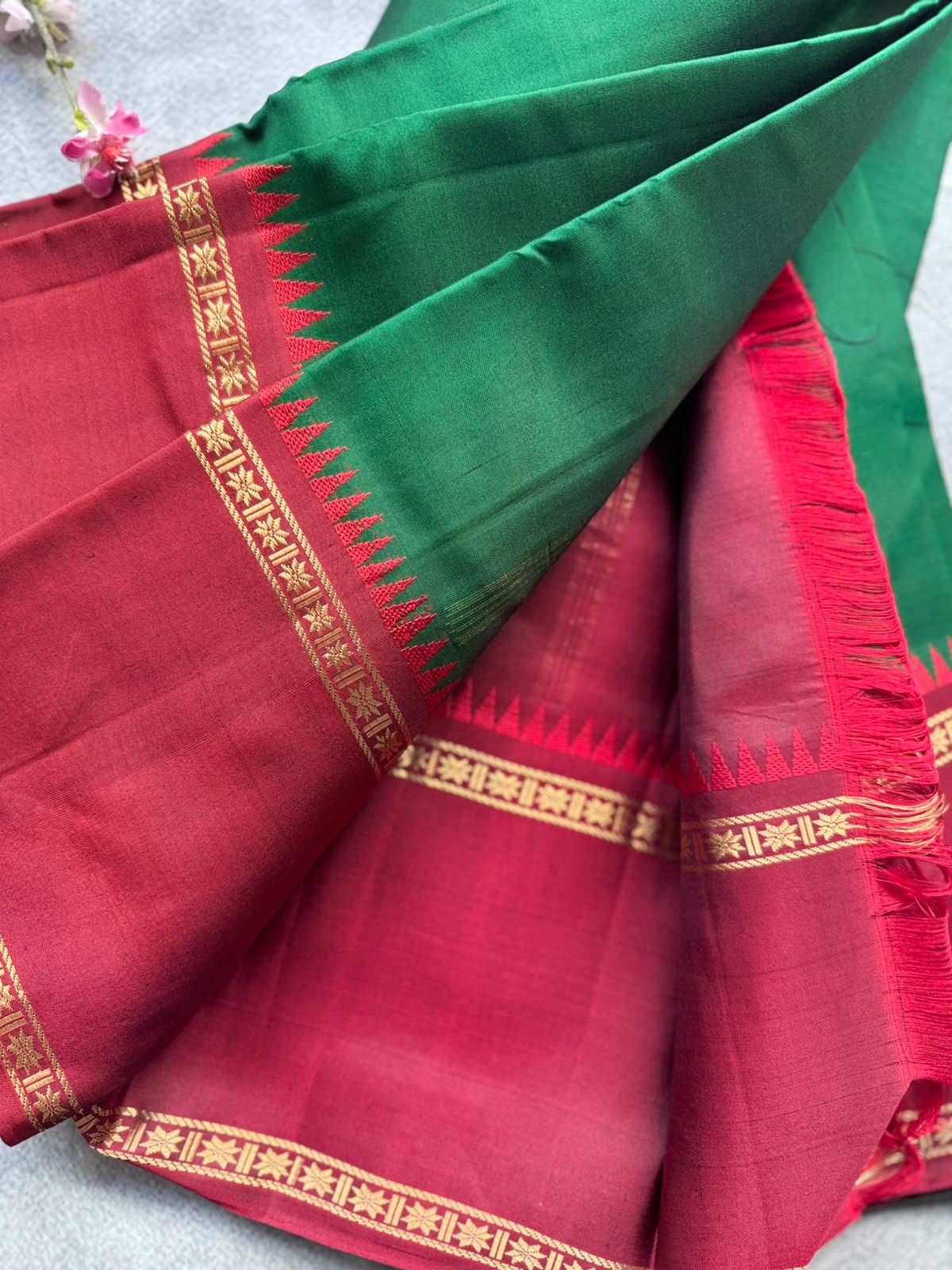 Bottle Green Pure Kanchi Silk Saree 109