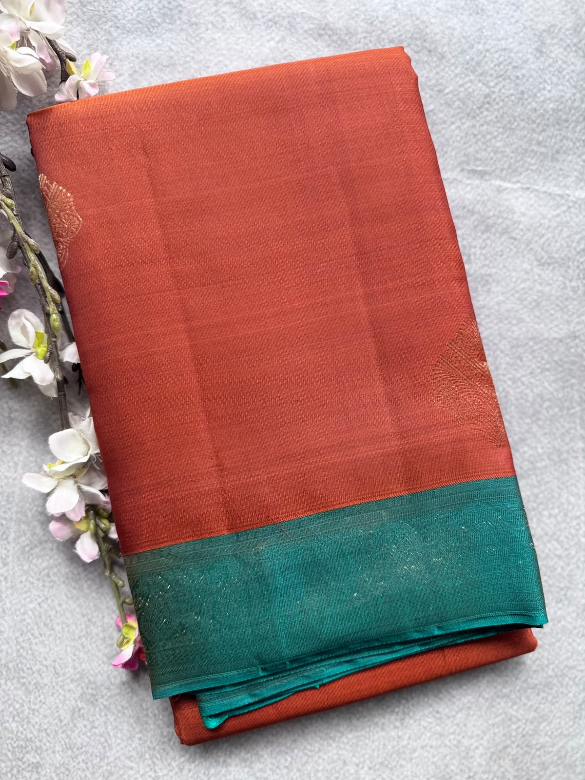 Rust Orange Pure Kanchi Silk Saree 109