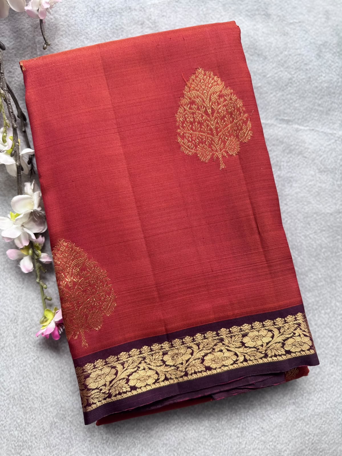Rust Brown Pure Kanchi Silk Saree 109