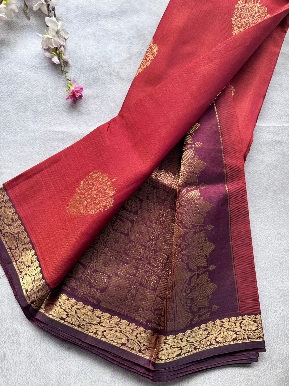 Rust Brown Pure Kanchi Silk Saree 109