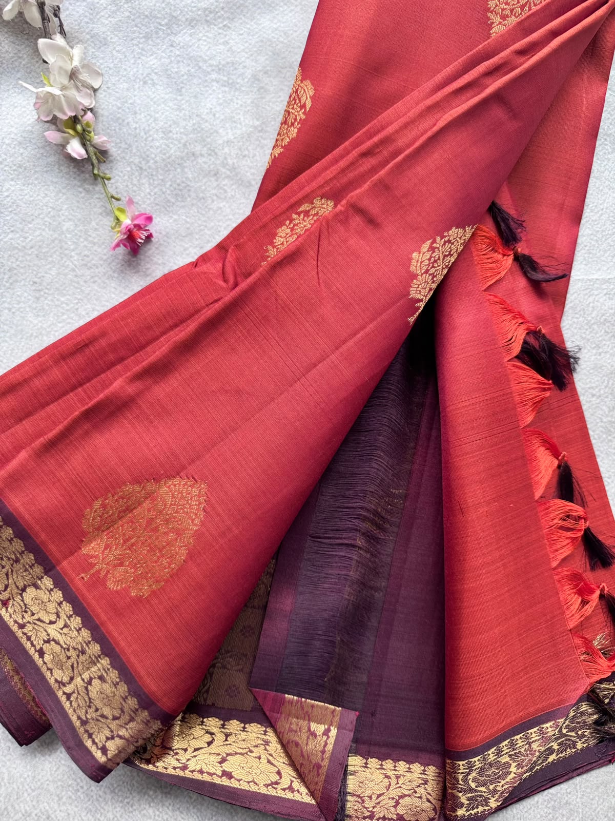 Rust Brown Pure Kanchi Silk Saree 109