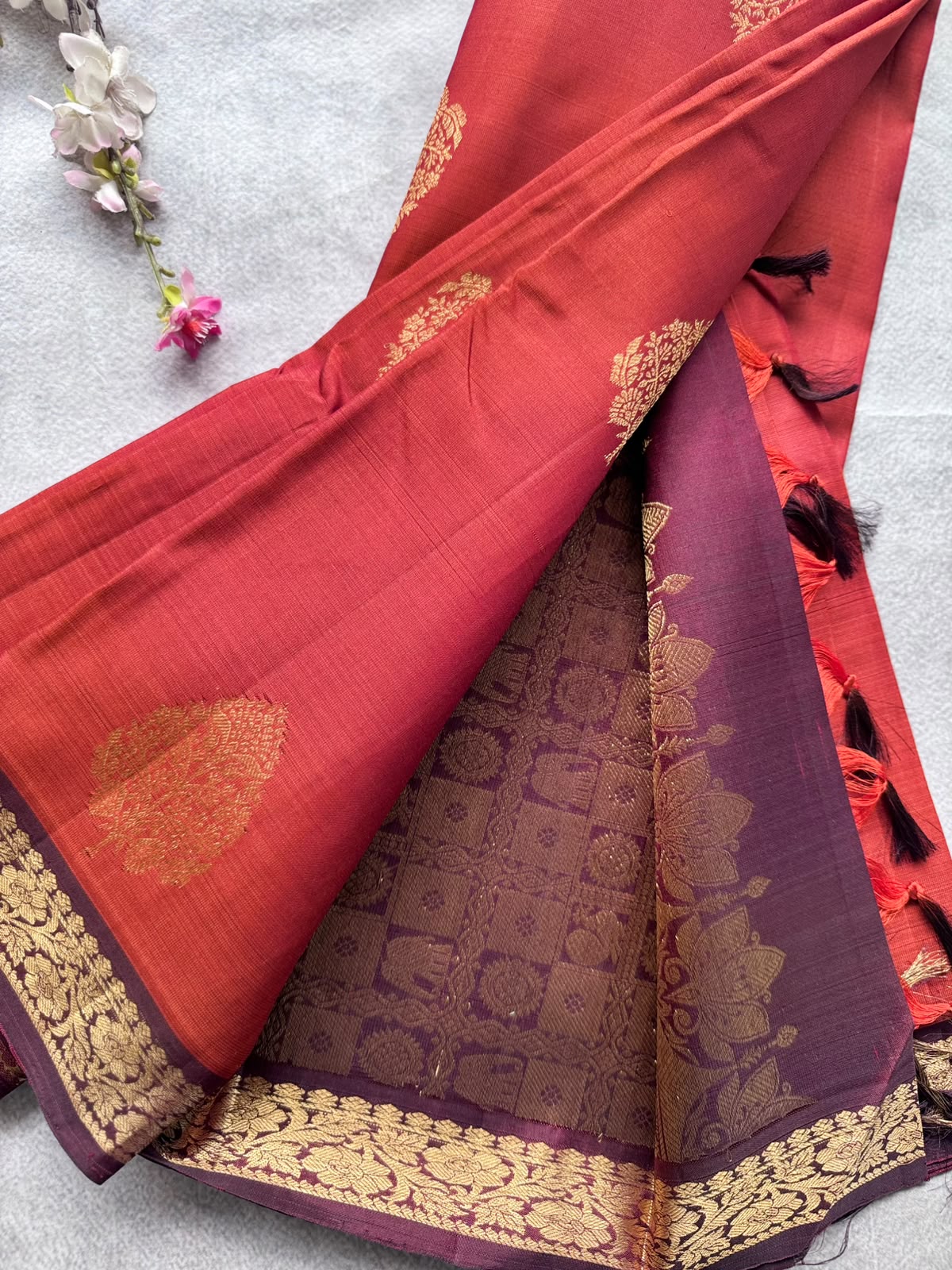 Rust Brown Pure Kanchi Silk Saree 109
