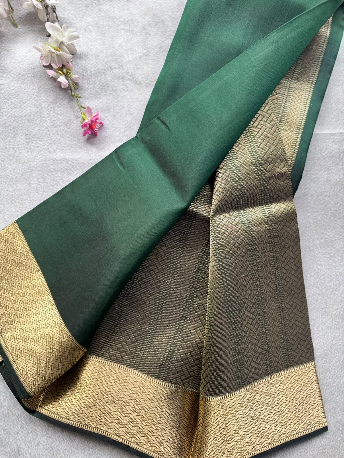 Bottle Green Pure Kanchi Silk Saree 109