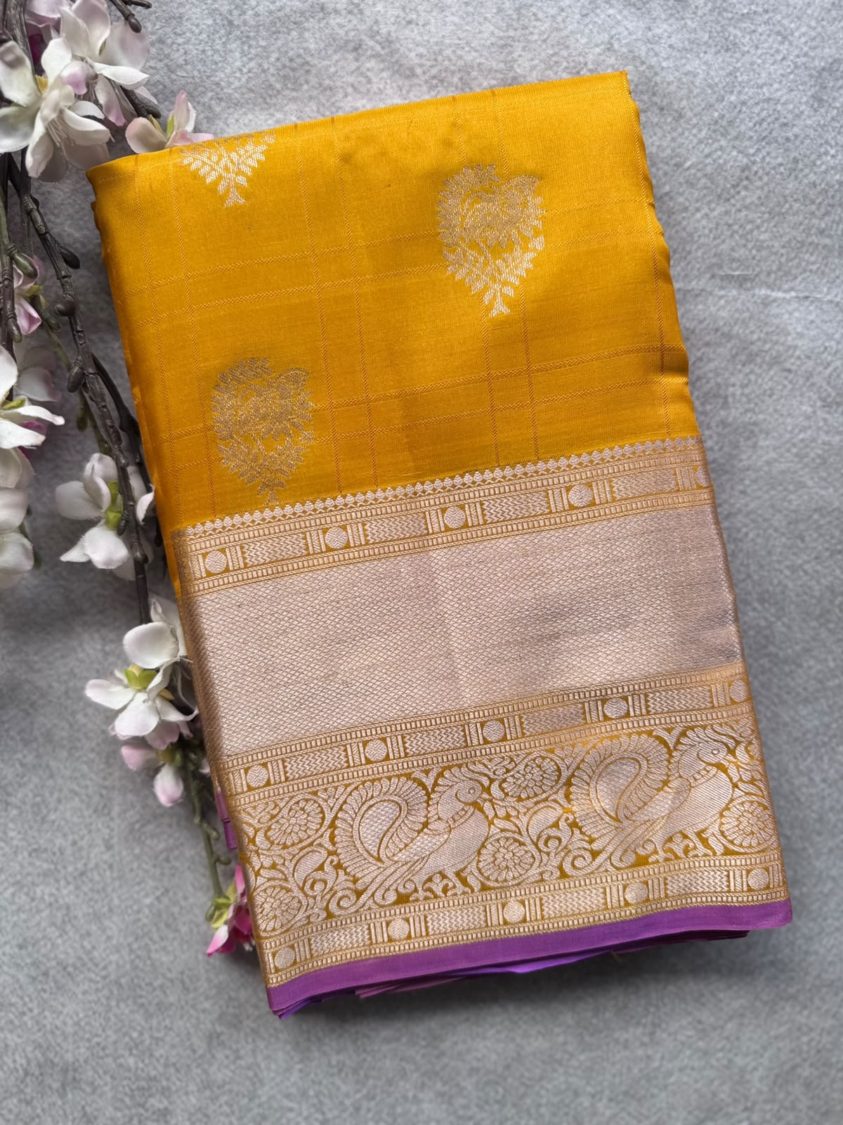 Yellow Pure Kanchi Silk Saree 109