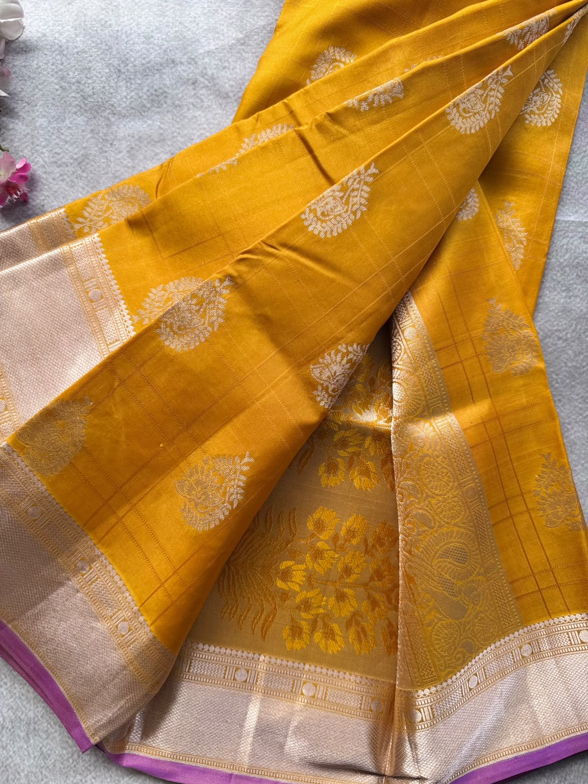 Yellow Pure Kanchi Silk Saree 109