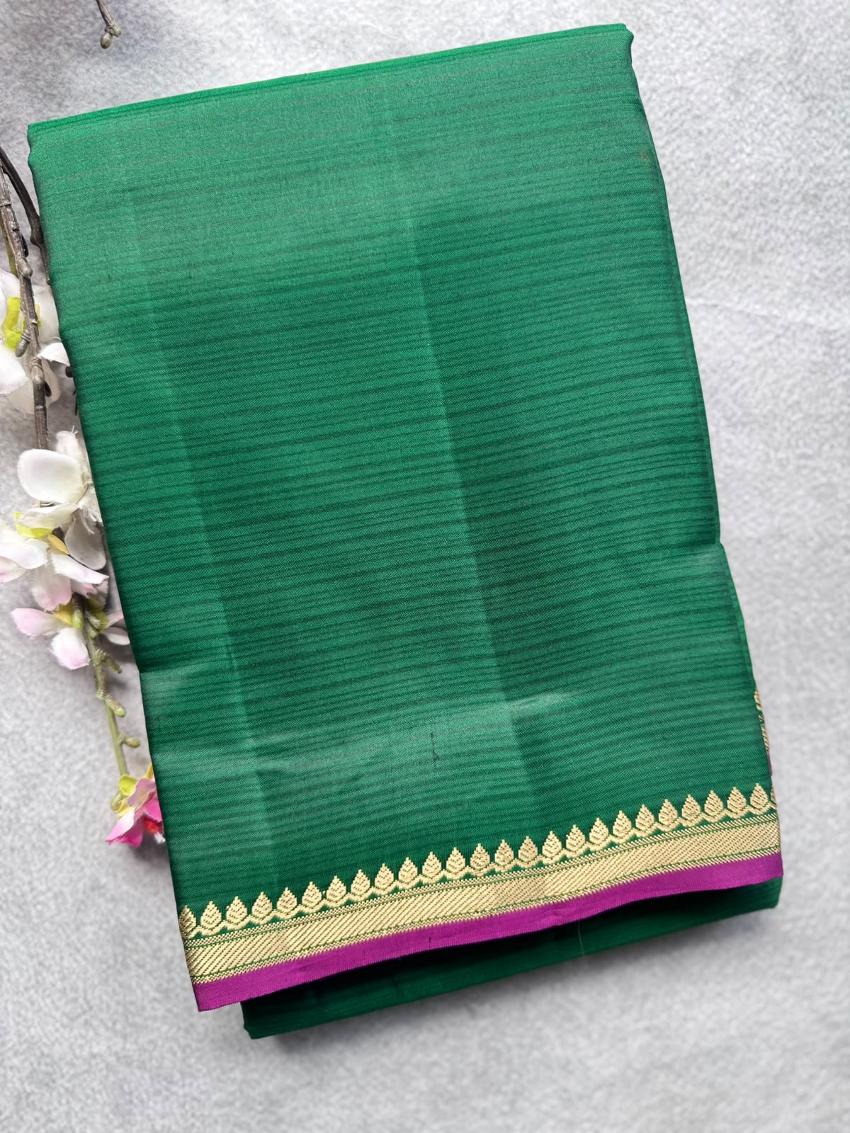 Bottle Green Pure Kanchi Silk Saree 109