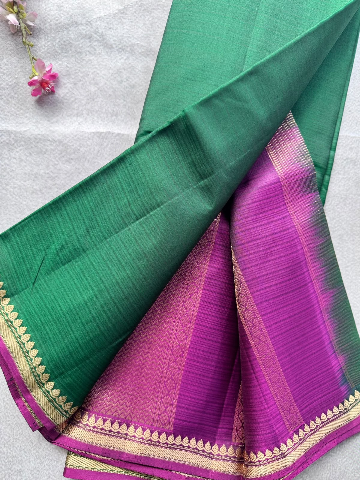Bottle Green Pure Kanchi Silk Saree 109