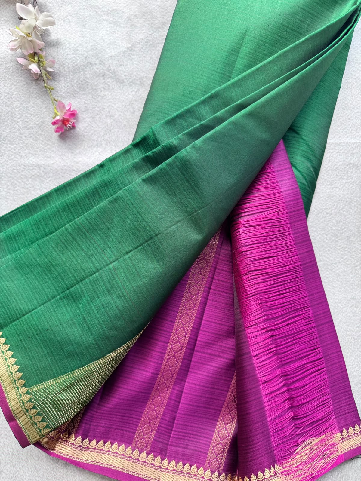 Bottle Green Pure Kanchi Silk Saree 109
