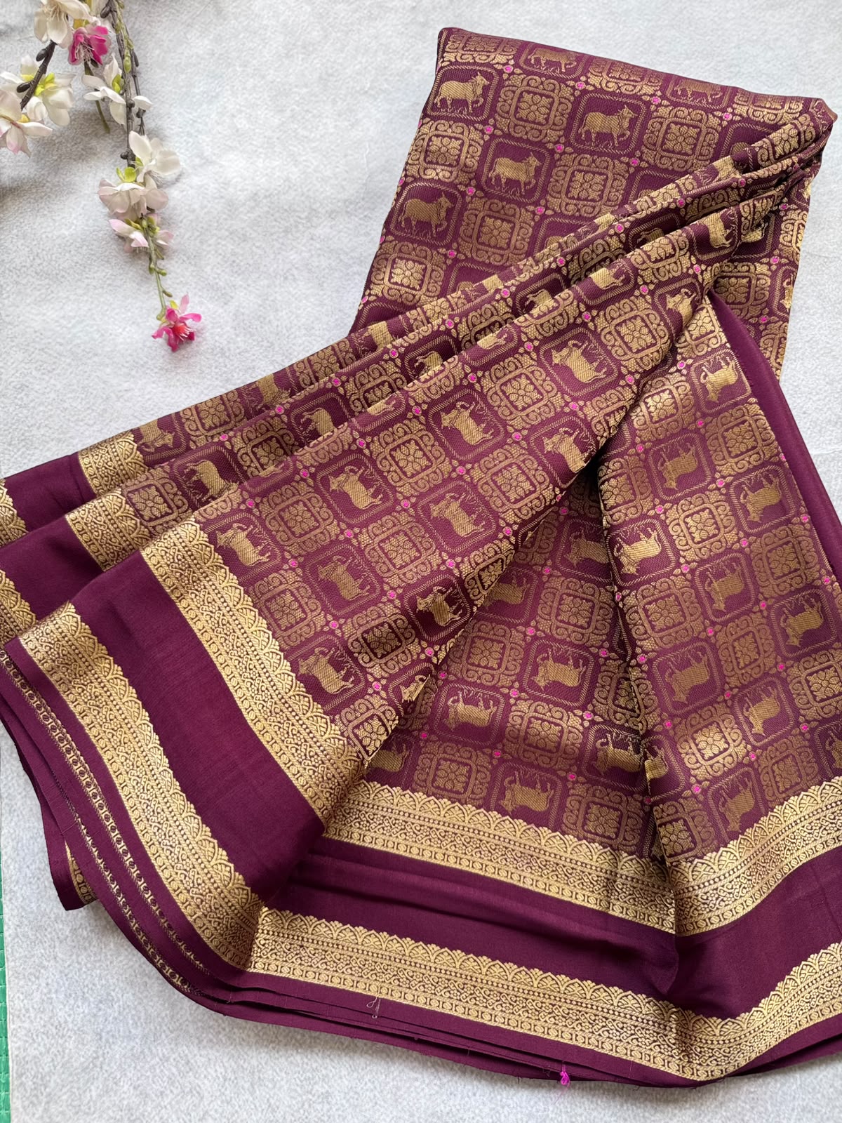 Brown Brocade Pure Mysore Crepe Silk Saree 109