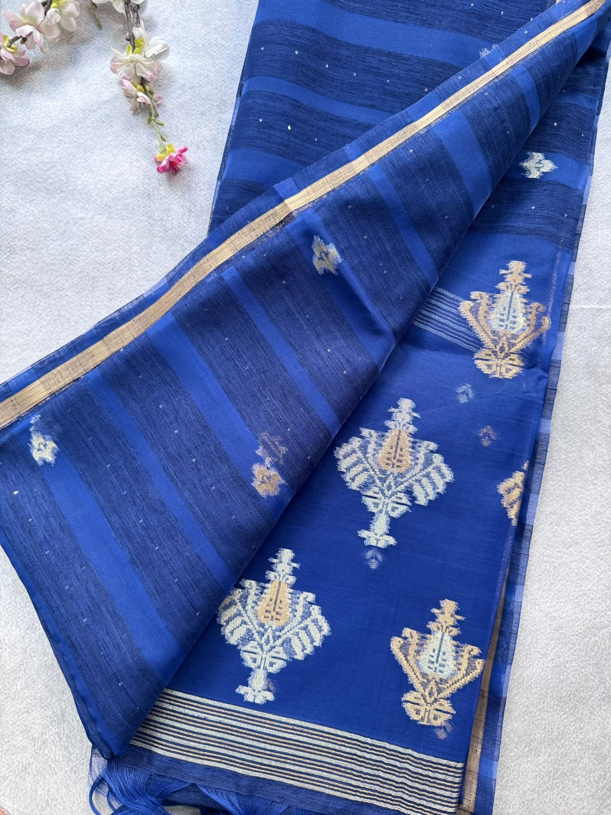 Navy Blue Semi Matka Silk Saree 109