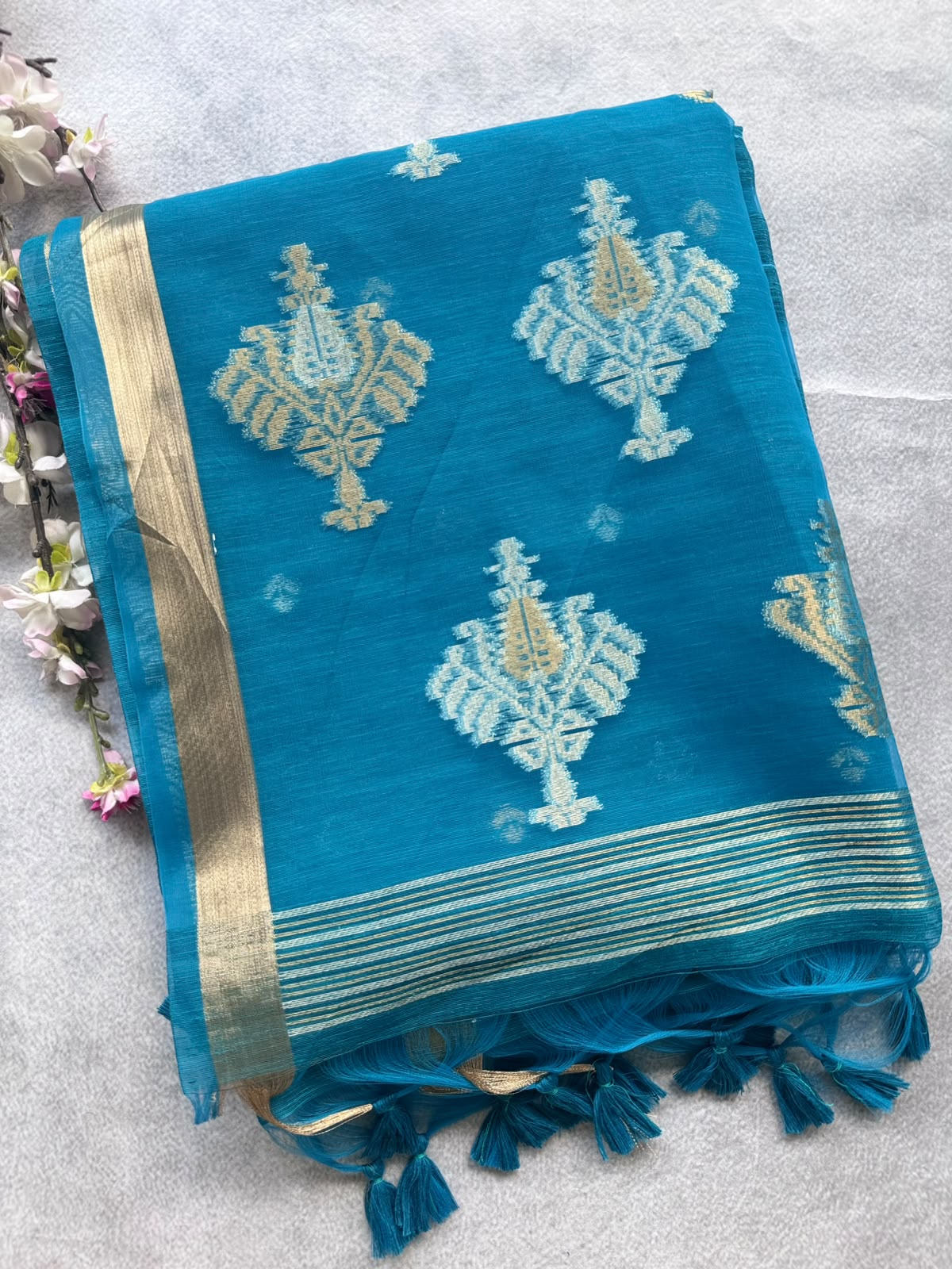 Teal Blue Semi Matka Silk Saree 109