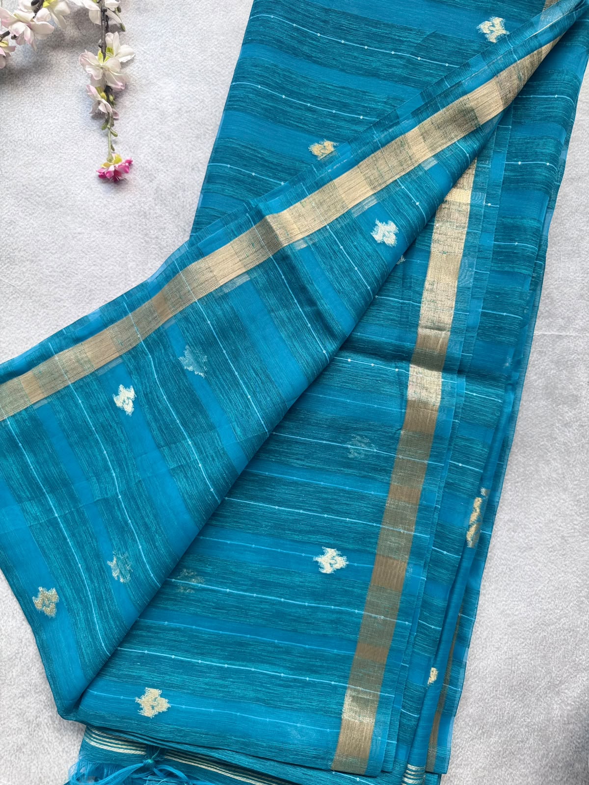 Teal Blue Semi Matka Silk Saree 109
