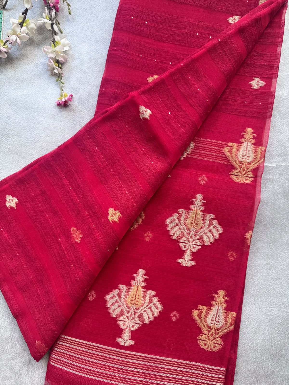 Red Semi Matka Silk Saree 109