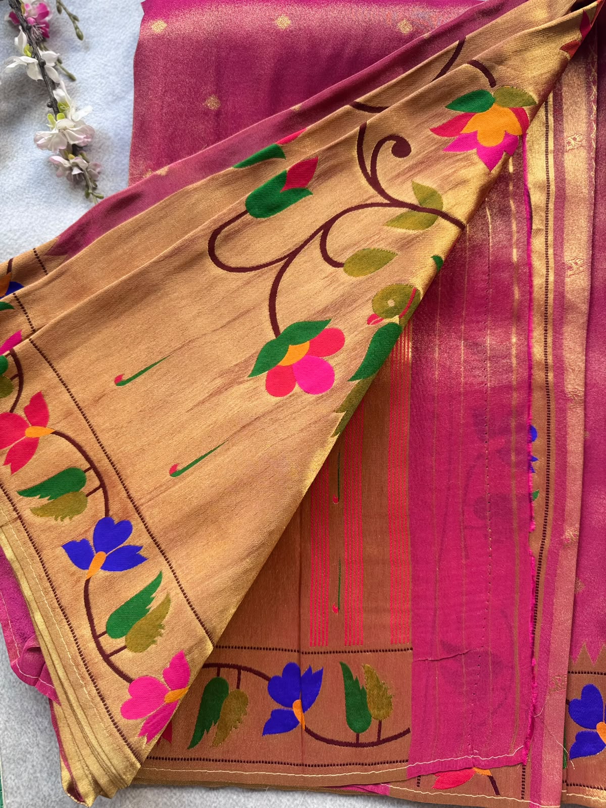 Pink Pure Tissue Paithani Saree 109