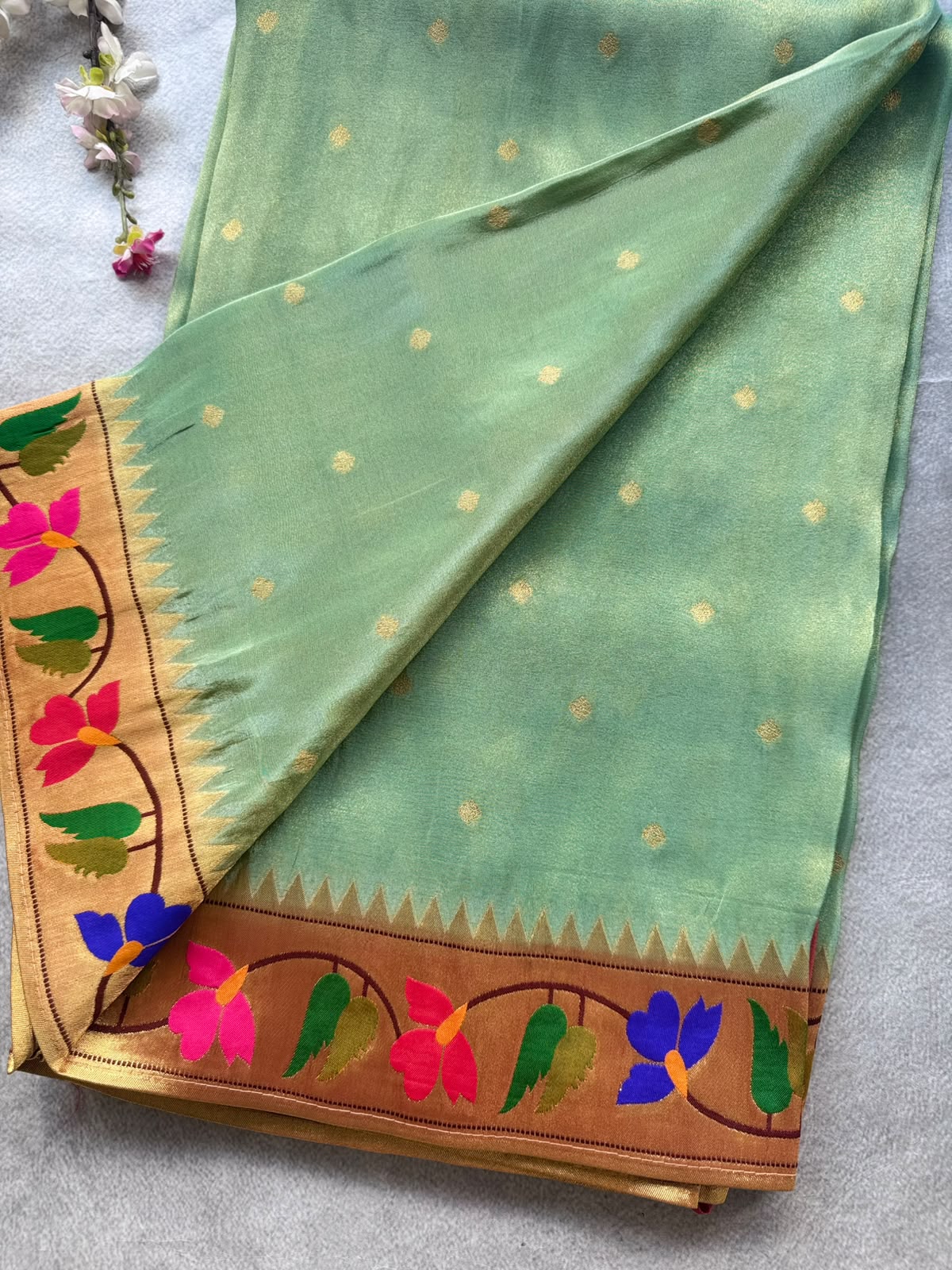 Pastel Green Pure Tissue Paithani Saree 109